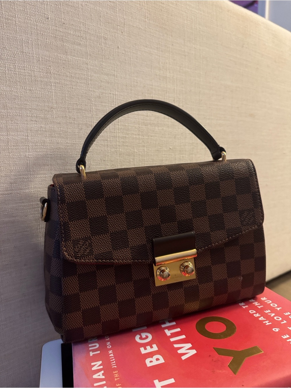 Louis Vuitton Brown Damier Ebene Top Handle Satchel with Gold Hardware - Picture 4 of 15